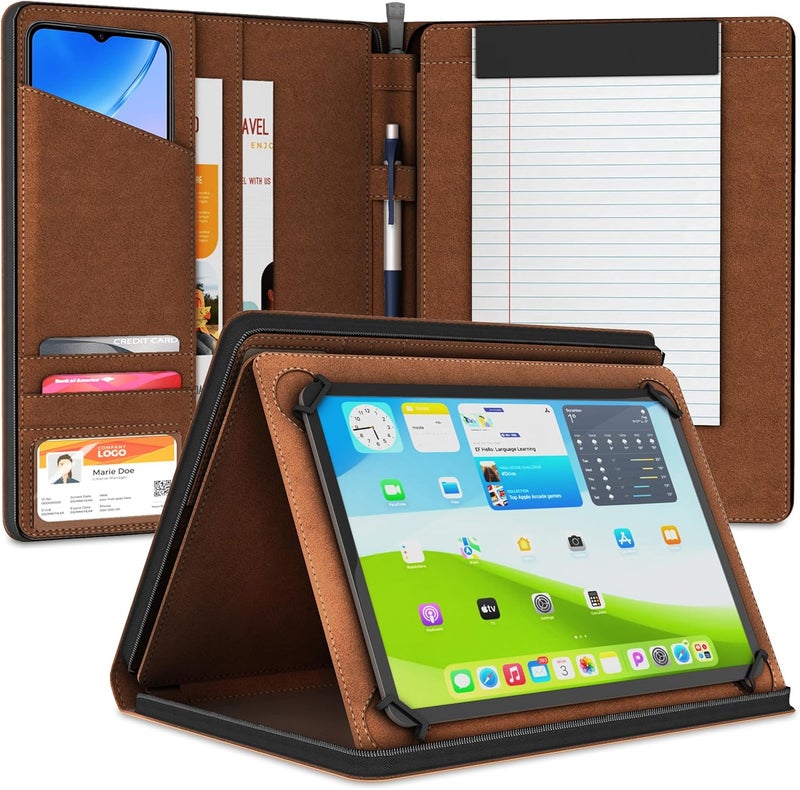 KHOMO Universal Padfolio Case – Tablet Portfolio Organizer with Notepad Holder – Compatible with iPad 10th/11th Gen, iPad Pro 11, iPad 7/8/9 (10.2", 10.9", 9.7") - Image 1
